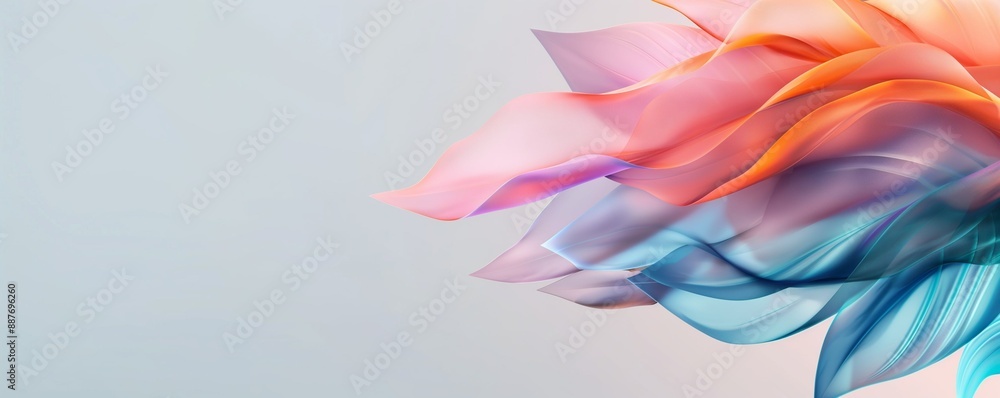 Poster abstract background in rainbow colors from leaf, feather, flower. pearl shimmer. lines and waves. ba