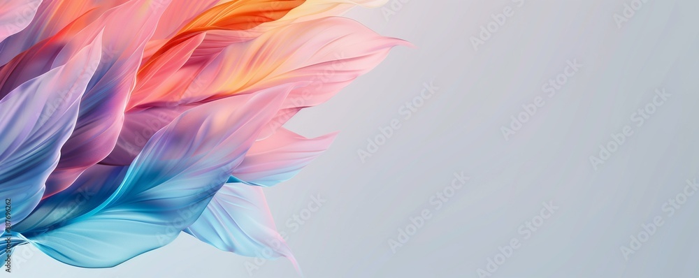 Poster abstract background in rainbow colors from leaf, feather, flower. pearl shimmer. lines and waves. ba