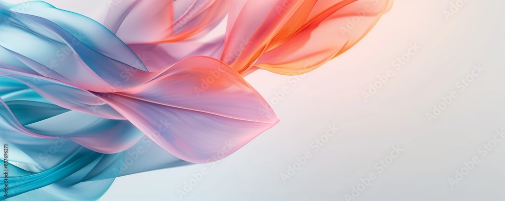Poster abstract background in rainbow colors from leaf, feather, flower. pearl shimmer. lines and waves. ba