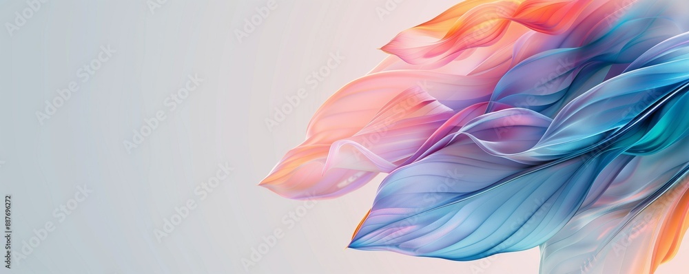 Poster abstract background in rainbow colors from leaf, feather, flower. pearl shimmer. lines and waves. ba