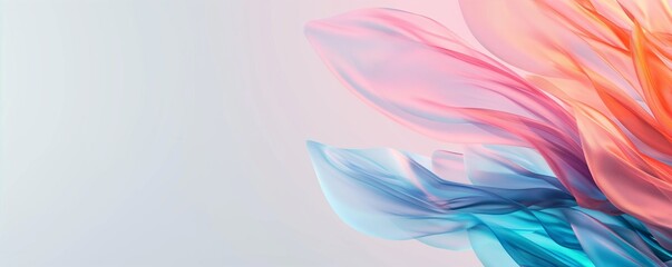 Abstract background in rainbow colors from leaf, feather, flower. Pearl shimmer. Lines and waves. Backdrop with copy space