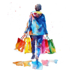 Naklejka premium Consumer watercolor illustration isolated on transparent. Christmas png file for art work. 