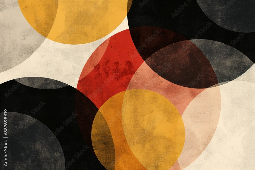 Aufkleber colorful abstract circles overlapping on a textured background for creative modern designs and digit