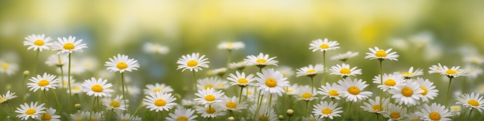 Fototapeta premium Beautiful spring landscape close-up field daisies dandelions cov