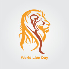 Vector graphic of World Lion Day good for World Lion Day celebration. flat design. flyer design. Flat illustration. lion logo. animal.
