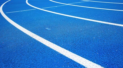 Close-Up of Stadium Running Track with White Markings, Shot from Track Surface, on White Background