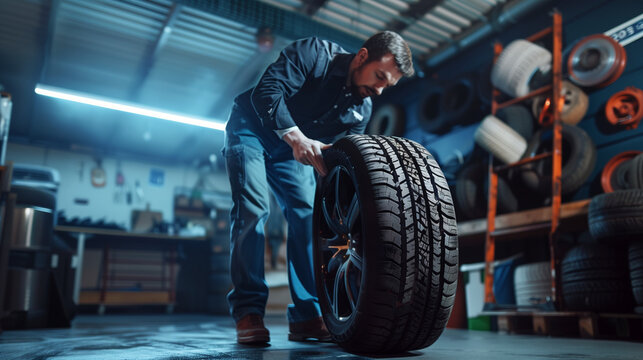 In a car service, a technician is passionate about replacing tires, focusing on ensuring maximum safety for the driver and the vehicle.
