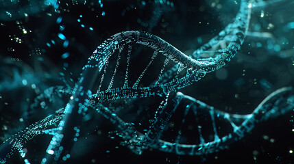 a dna molecule with blue dots