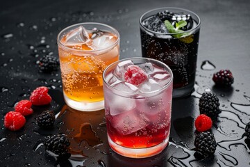 non-alcoholic red cocktail with red pomegranate berries. Beautiful simple AI generated image in 4K, unique.