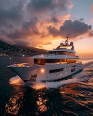 Elegant celebration on the deck of a luxurious yacht amidst the vast sea expanse