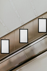 Billboard png mockups by underground escalator