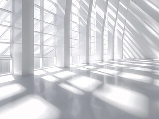 a white room with many windows