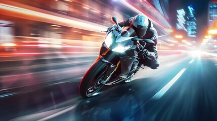 fast moving sport motorcycle on highway wallpaper Highway . Powerful acceleration of a super motorcycle illustration . 