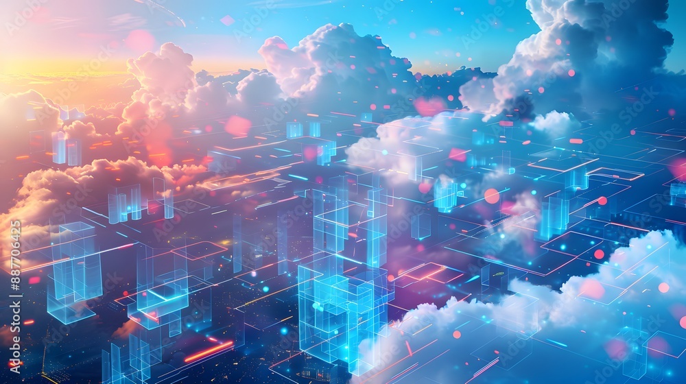 Poster a modern cloud environment featuring applications designed with containers, microservices, and ci/cd
