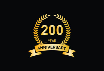 200th anniversary logo vector template. Design for banner, greeting cards or print.