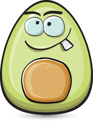 funny cartoon cute tiny avocado character isolated on grey background. My name is avocado vector concept. vector healthy summer funky avocado fruit character