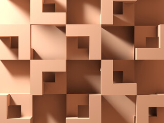 Abstract geometric pattern of cubical shapes, three dimensional art