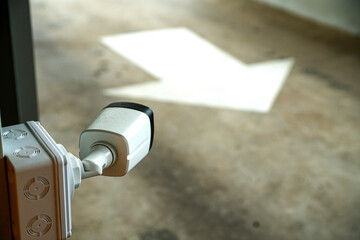 IP CCTV camera and  Traffic symbol white arrow
