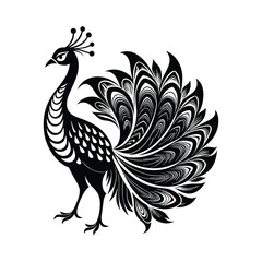 Peacock Silhouette Vector Illustration 