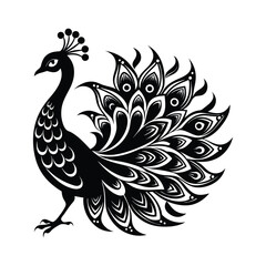 Obraz premium Peacock Silhouette Vector Illustration 
