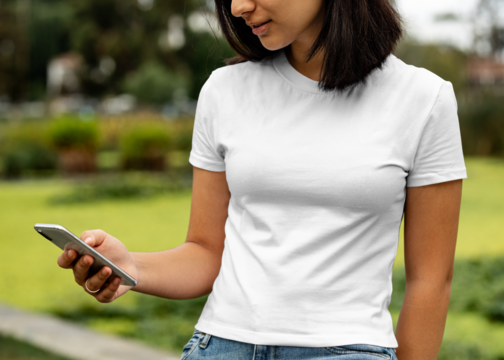 Transparent tee png, mockup design, women’s casual wear fashion