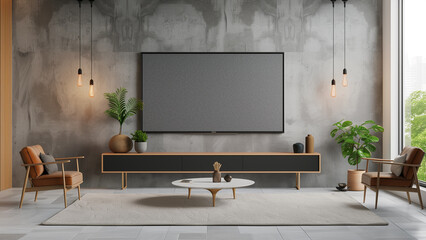 Modern Living: A Realistic TV Mock up in a Sleek Setting