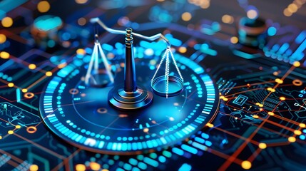 A secure compliance office ensuring IT initiatives meet legal standards, with digital audits, regulatory checklists, and compliance reports in view