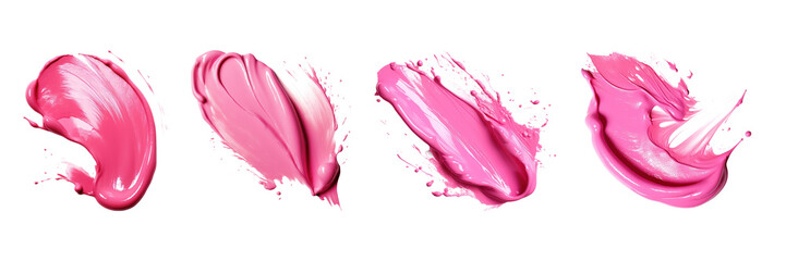 Vivid Pink Paint Splash. Pink Paint Stroke Set. Isolated on Background