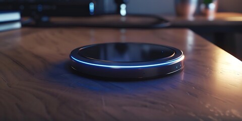3D Render of a Futuristic Smart Device on a Wooden Table