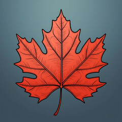 Naklejka premium A single maple leaf from Canada against a moss green background.