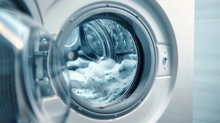 The washing machine is in the middle of a cycle.