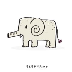 Hand drawing doodle cute elephant vector illustration for t-shirt ,card, poster design for kids. Vector illustration design for fashion fabrics, textile graphics, prints, Cute elephant cartoon