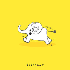 Hand drawing doodle cute elephant vector illustration for t-shirt ,card, poster design for kids. Vector illustration design for fashion fabrics, textile graphics, prints, Cute elephant cartoon