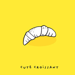 Cute doodle cartoon hand drawn Croissant illustration vector
