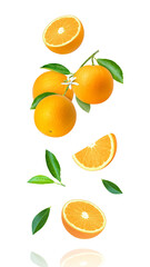 orange with leaves isolated