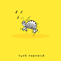 Hand drawing doodle cute tortoise ,Cute tortoise  in simple cartoon style, Cute animal,Cute turtle
