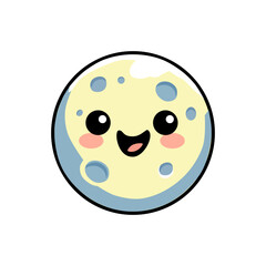 vector illustration of smiling moon in cartoon style isolated on white background