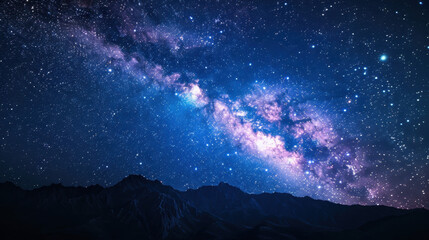 Stunning Milky Way galaxy over silhouetted mountain range under clear starry night sky