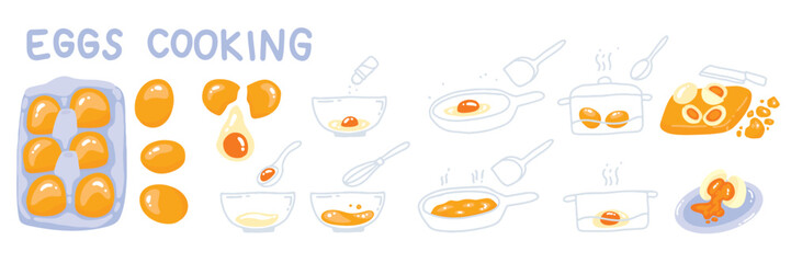 Eggs, Cooking, drawing, vector illustration.