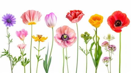 Fototapeta premium Blooming Beauties: A Colorful Collection of Flowers in Artistic Beauty. AI generated image