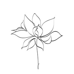 Vector lotus flower in one line style.
