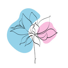 Lotus flower in one line. Lotus as a symbol of relaxation. Logo for beauty spheres. Floral logo. Flower clipart.