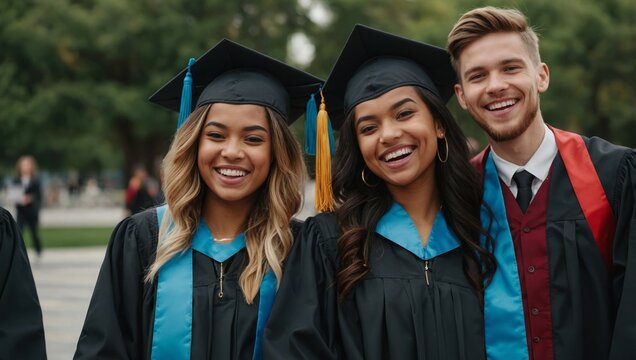 happy students smiling after graduating from university