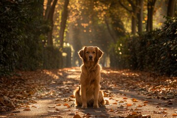 Golden Retriever Running Through Field While Person Plays Fetch in Background - Nature Playtime Scene. Beautiful simple AI generated image in 4K, unique.