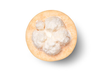 Santol fruit isolated on white background. Top view, flat lay.