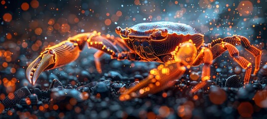 Rust Programming Language Concept with Crab Silhouette in Pixels