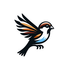 flat vector logo of sparrow.