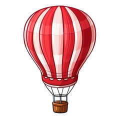 Obraz premium A red and white hot air balloon with a basket on top