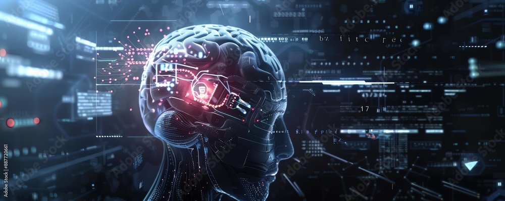 Poster braincomputer interfaces, neural control, futuristic tech, sleek design
