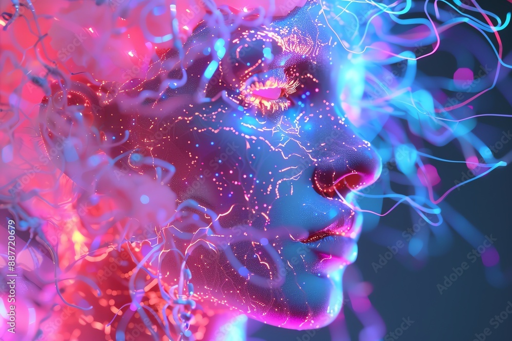 Poster braincomputer interfaces, futuristic neural control, holographic tech